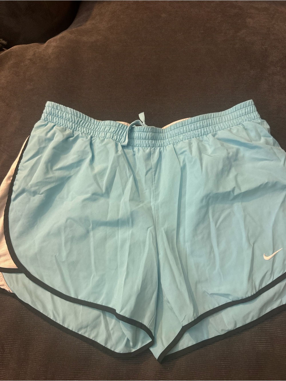 Nike Light Blue Athletic Running Shorts with Black Trim